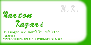 marton kazari business card
